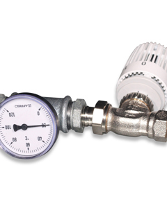 Thermostatic valve with dial thermometer and T-piece 1/2"